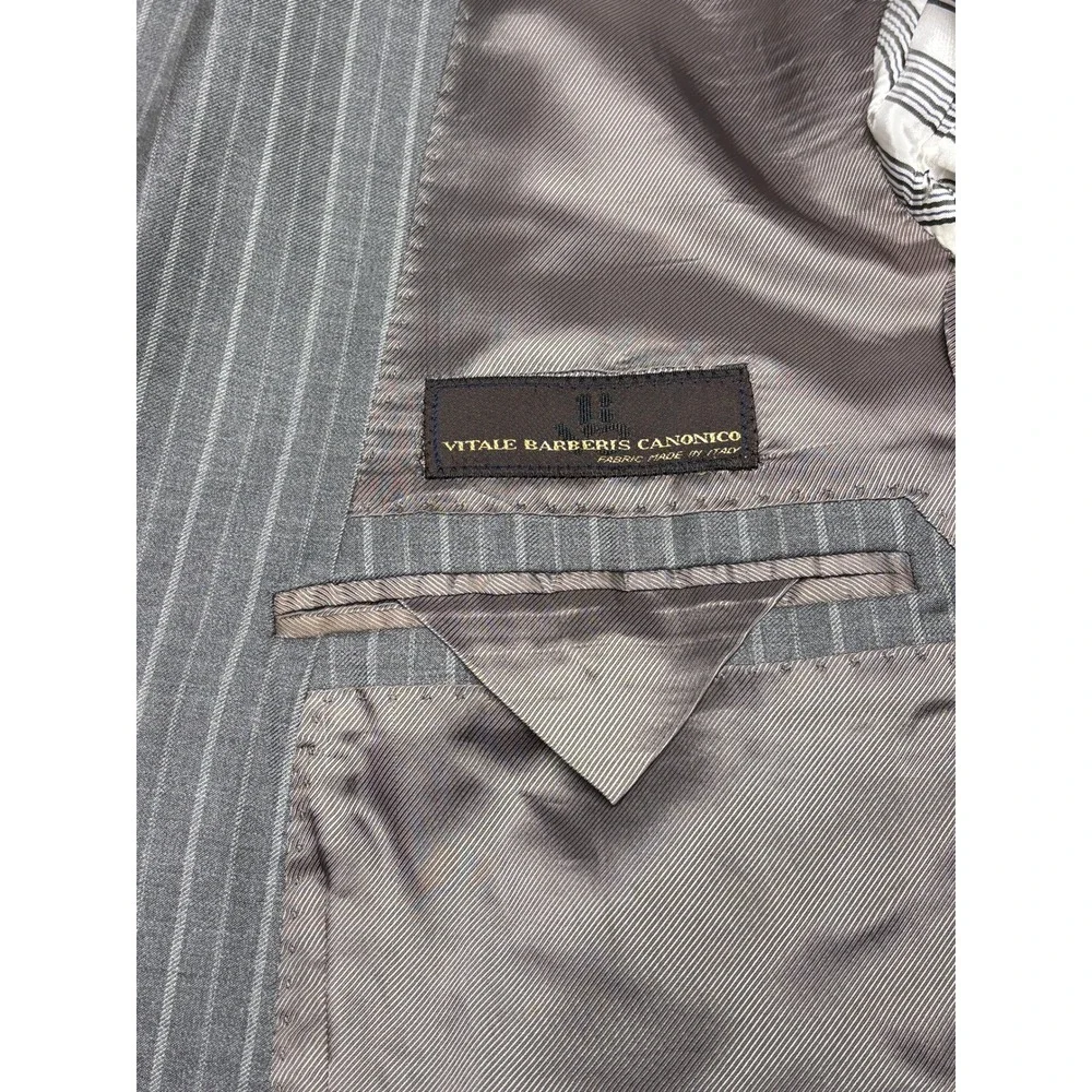 Brooks Brothers x Vitale Barberis 1818 Regent Grey Pinstripe Wool Mens 43R Italy